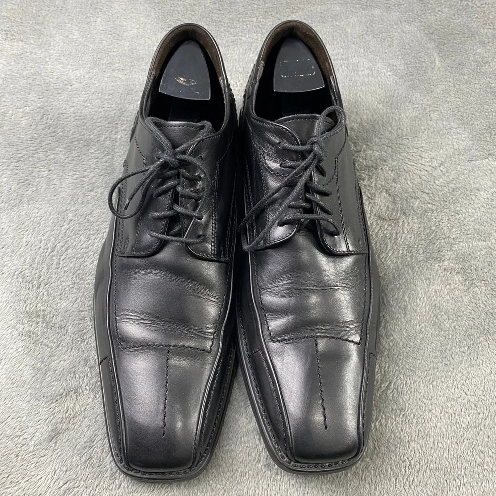 Pronto Uomo Firenze Dress Shoes Mens 13 Black Leather Square Toe‎ Made in Italy